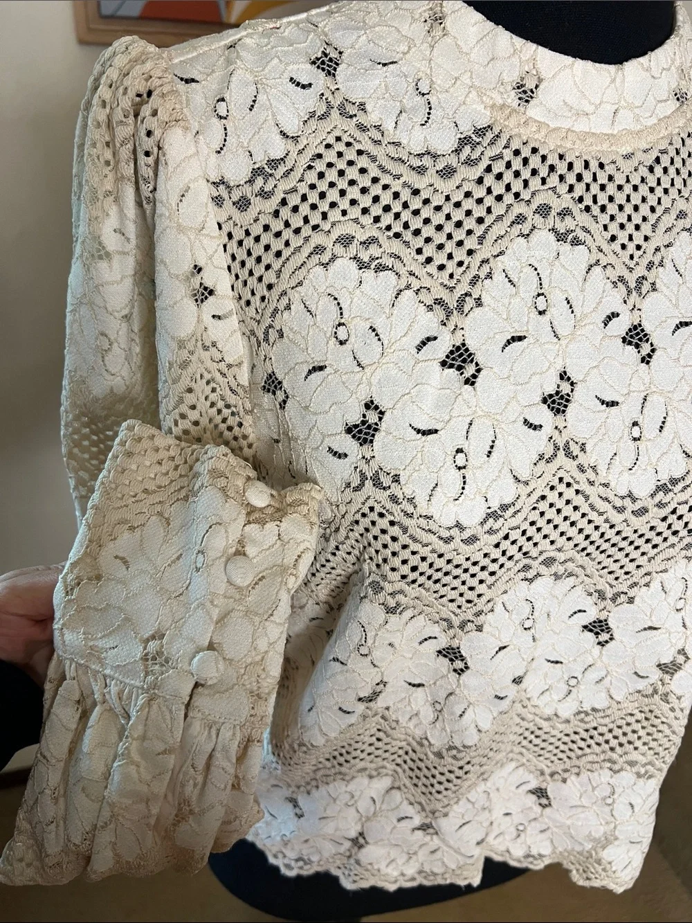 Anthropologie DOLAN Left Coast Mock-Neck Lace Blouse Size S
